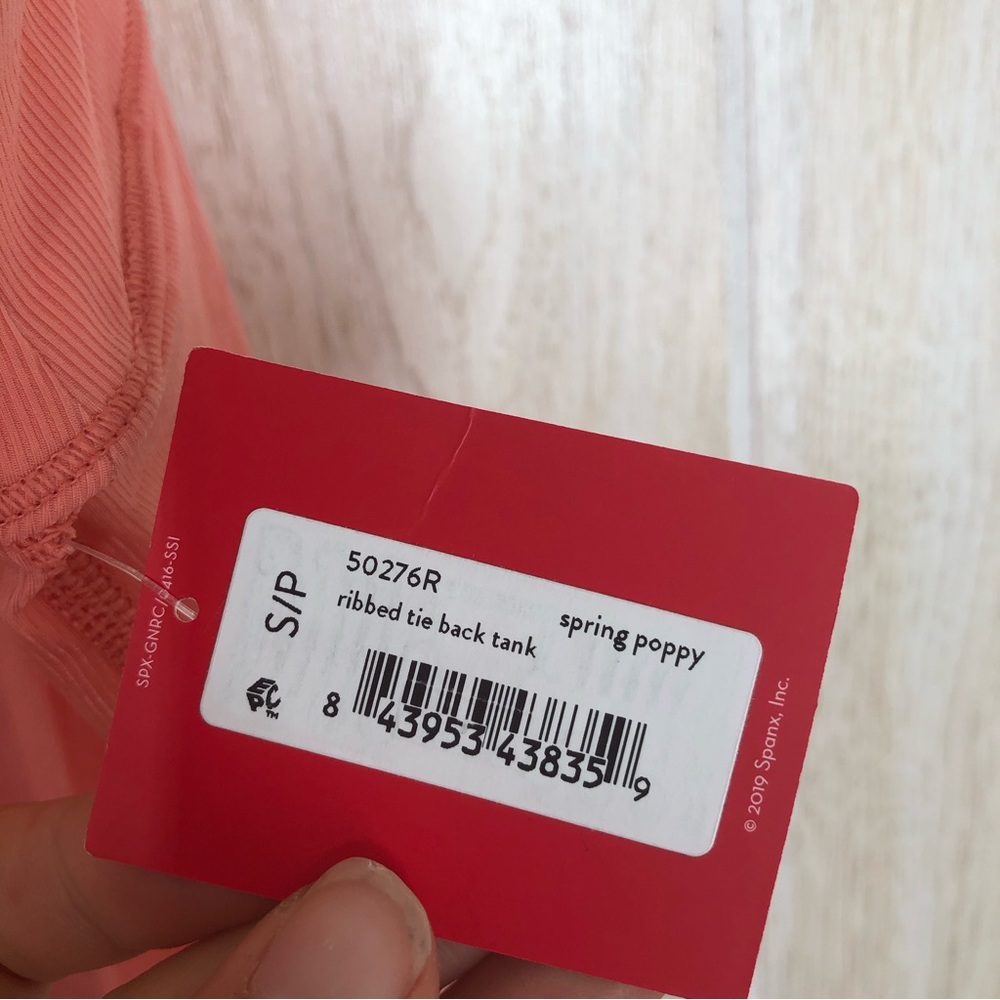 NWT Spanx Go Lightly Ribbed Tie Back Spring Poppy Tank Top - Picture 8 of 8